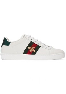 Gucci White Embroidered Bee Ace Sneakers