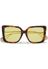Gucci Woman Square-frame Gold-tone And Tortoiseshell Acetate Mirrored Sunglasses Brown