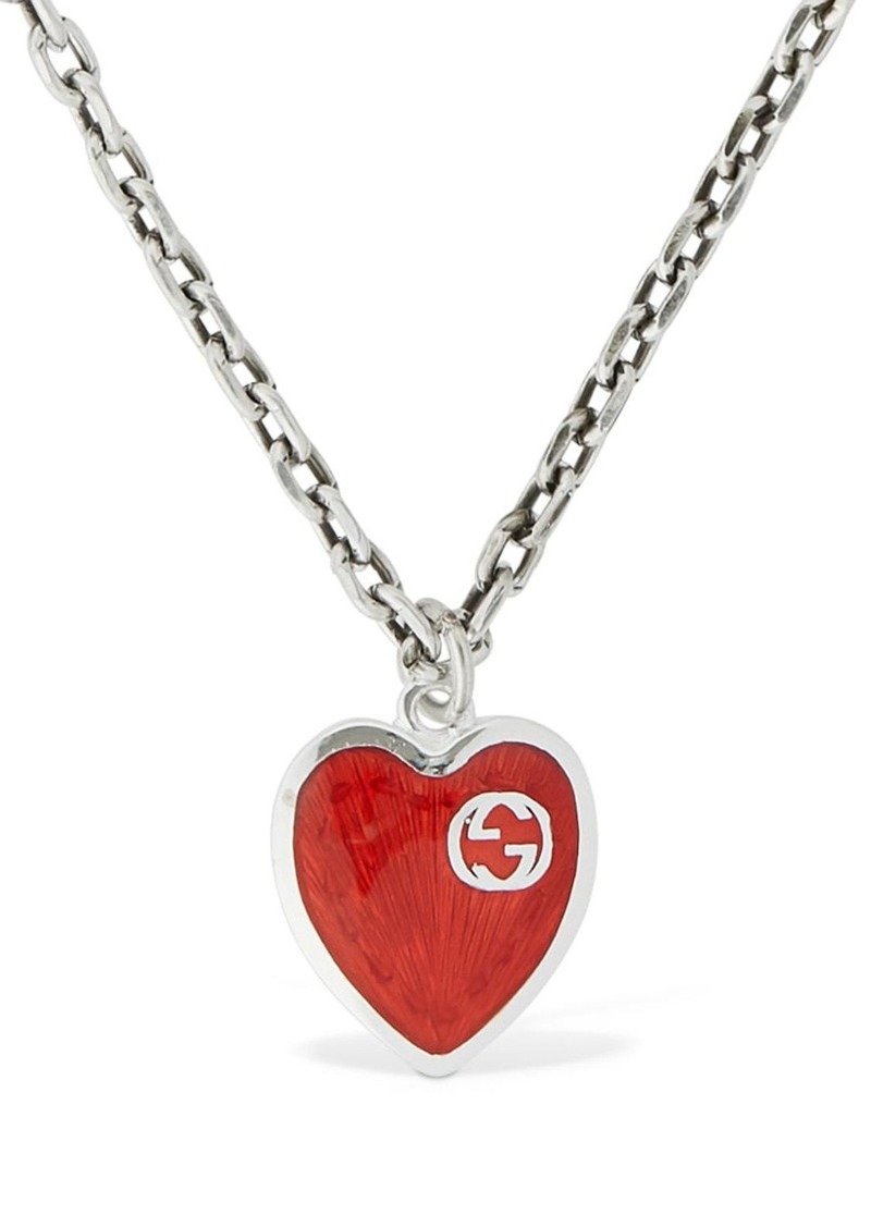 Gucci Heart Enamel Charm Chain Necklace