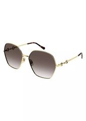 Gucci Horsebit 62MM Geometric Sunglasses
