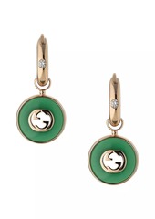 Gucci Interlocking G 18K Rose Gold, Green Agate & 0.042 TCW Diamond Drop Earrings