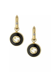 Gucci Interlocking G 18K Yellow Gold, Black Onyx & 0.042 TCW Diamond Drop Earrings