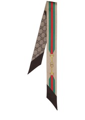 Gucci Interlocking G Web Print Silk Neck Bow