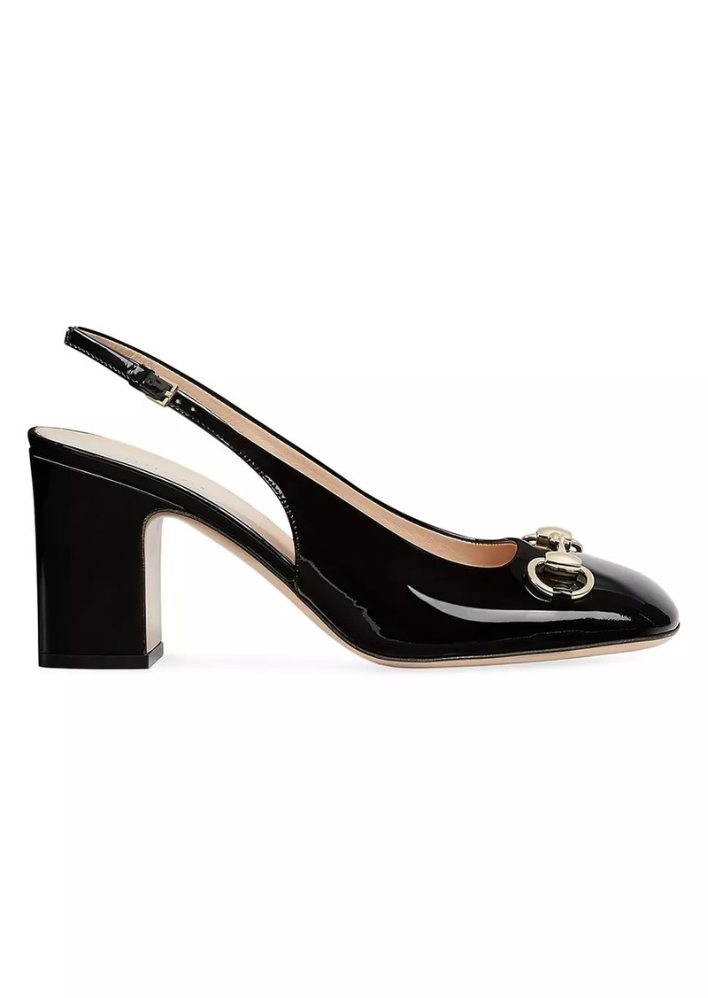 Gucci Lady Horsebit 75MM Patent Leather Pumps