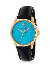Gucci Le Marché des Merveilles 38MM Synthetic Turquoise, Goldtone PVD & Leather Strap Watch