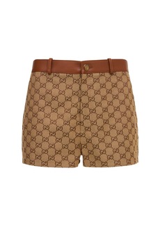 Gucci Logo Cotton Mini Shorts W/ Leather