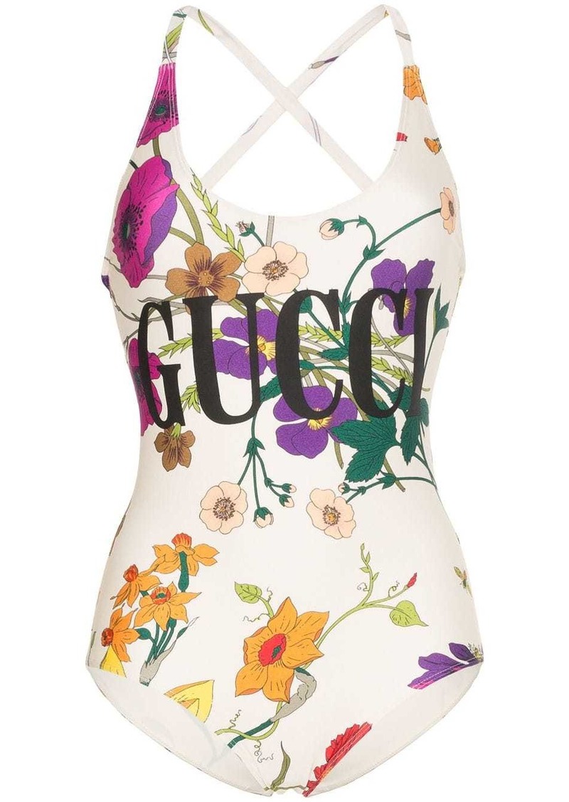 Gucci logo floral print swimsuit | Swimwear