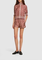 Gucci Logo Print Silk Twill Shorts