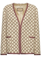 Gucci Maxi Gg Canvas Wool Blend Tweed Jacket