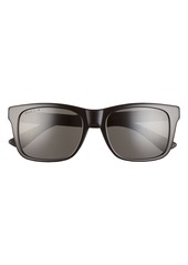 Gucci 55mm Polarized Rectangular Sunglasses in Shiny Black/Grey at Nordstrom