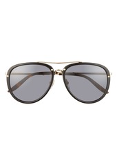 Men's Gucci 56mm Aviator Sunglasses - Black/ Shiny Endura Gold/ Grey