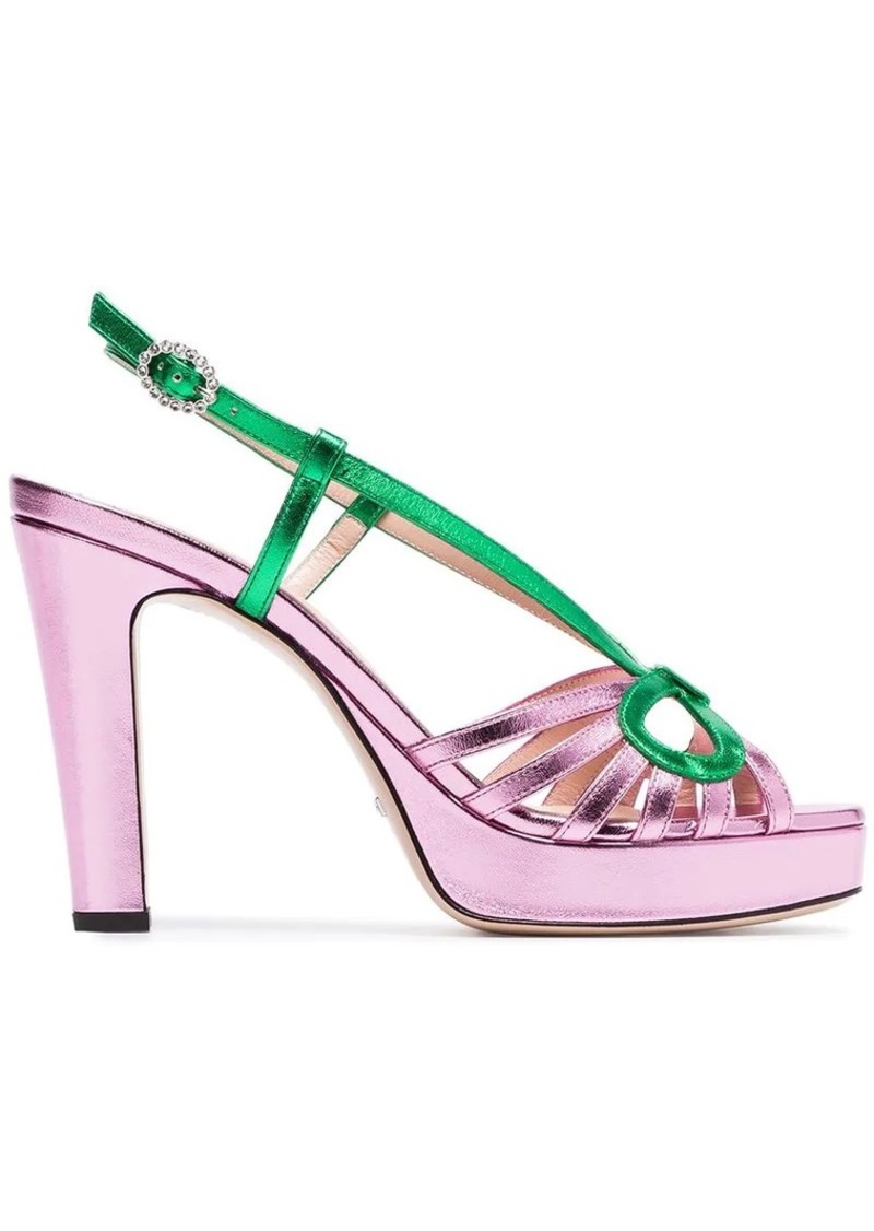 Gucci metallic pink 105 slingback sandals | Shoes