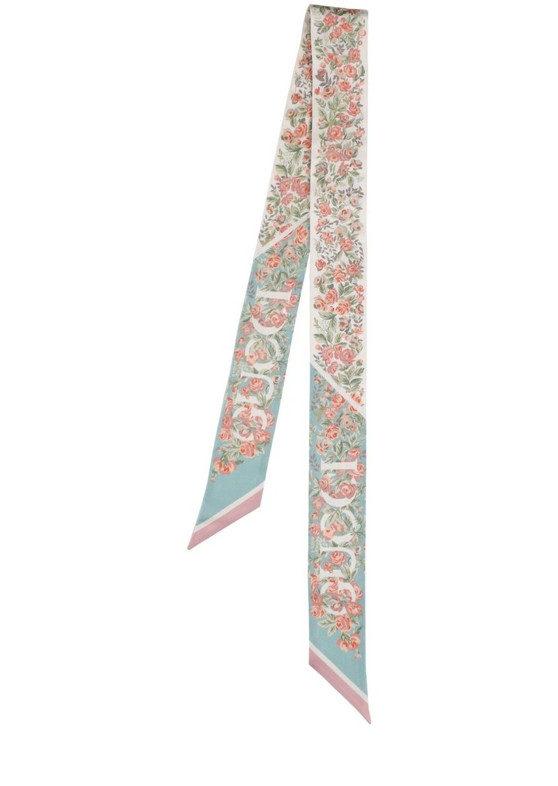 Gucci Floral Print Silk Neck Bow