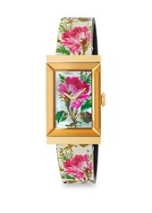 Gucci Mother-Of-Pearl Floral Leather Strap Watch