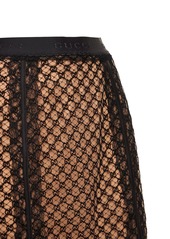 Gucci Net Logo Slip Midi Skirt