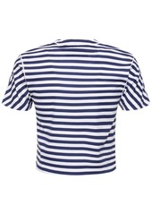 Striped Jersey T-shirt W/ Gucci Print
