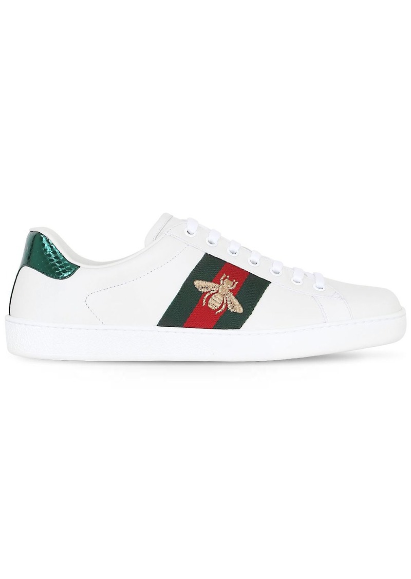 Gucci New Ace Bee Web Leather Sneakers