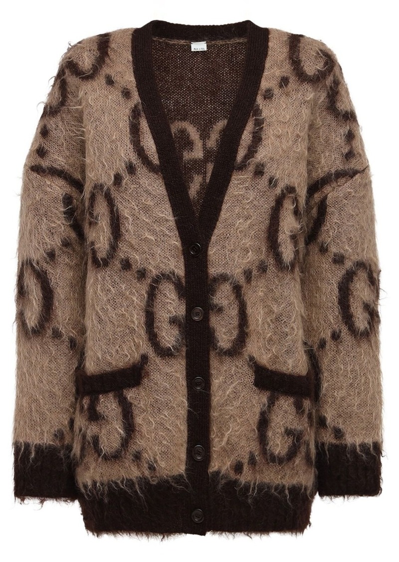 GG Reversible Mohair Blend Cardigan in Beige - Gucci