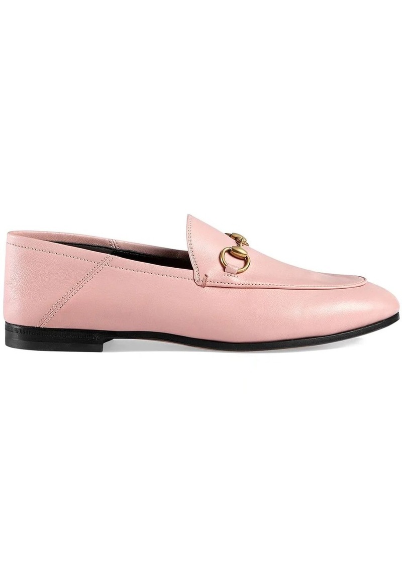 pink leather loafers