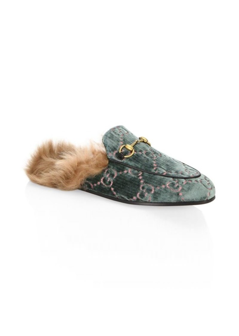 Gucci Princetown GG Velvet Slippers | Shoes