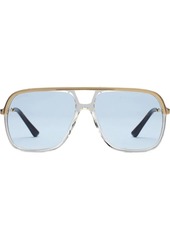 Gucci Rectangular-frame metal sunglasses