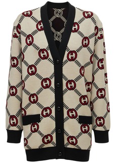 Gucci Reversible Wool Blend Jacquard Cardigan