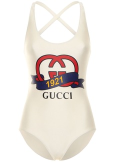 Gucci Shimmery Stretch Jersey Swimsuit W/logo