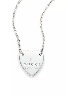 Gucci Sterling Silver Signature Heart Pendant Necklace
