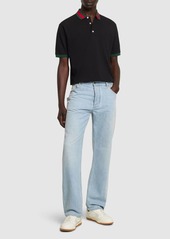 Gucci Stretch Cotton Blend Polo Shirt W/ Web