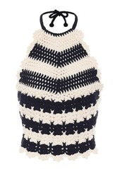 Gucci Striped wool-crochet halterneck top