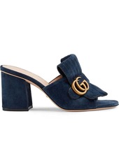 Gucci Suede mid-heel slide with Double G