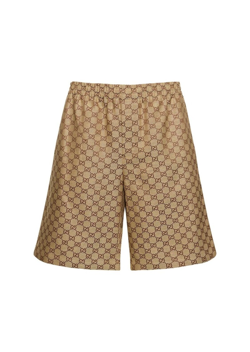 Gucci Summer Gg Supreme Linen Blend Shorts