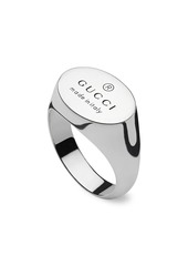 Gucci Trademark Sterling Silver Oval Signet Ring