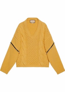 Gucci V-neck cable-knit wool jumper