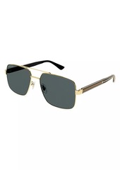 Gucci Web Wirecore Navigator Metal Sunglasses