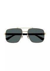 Gucci Web Wirecore Navigator Metal Sunglasses