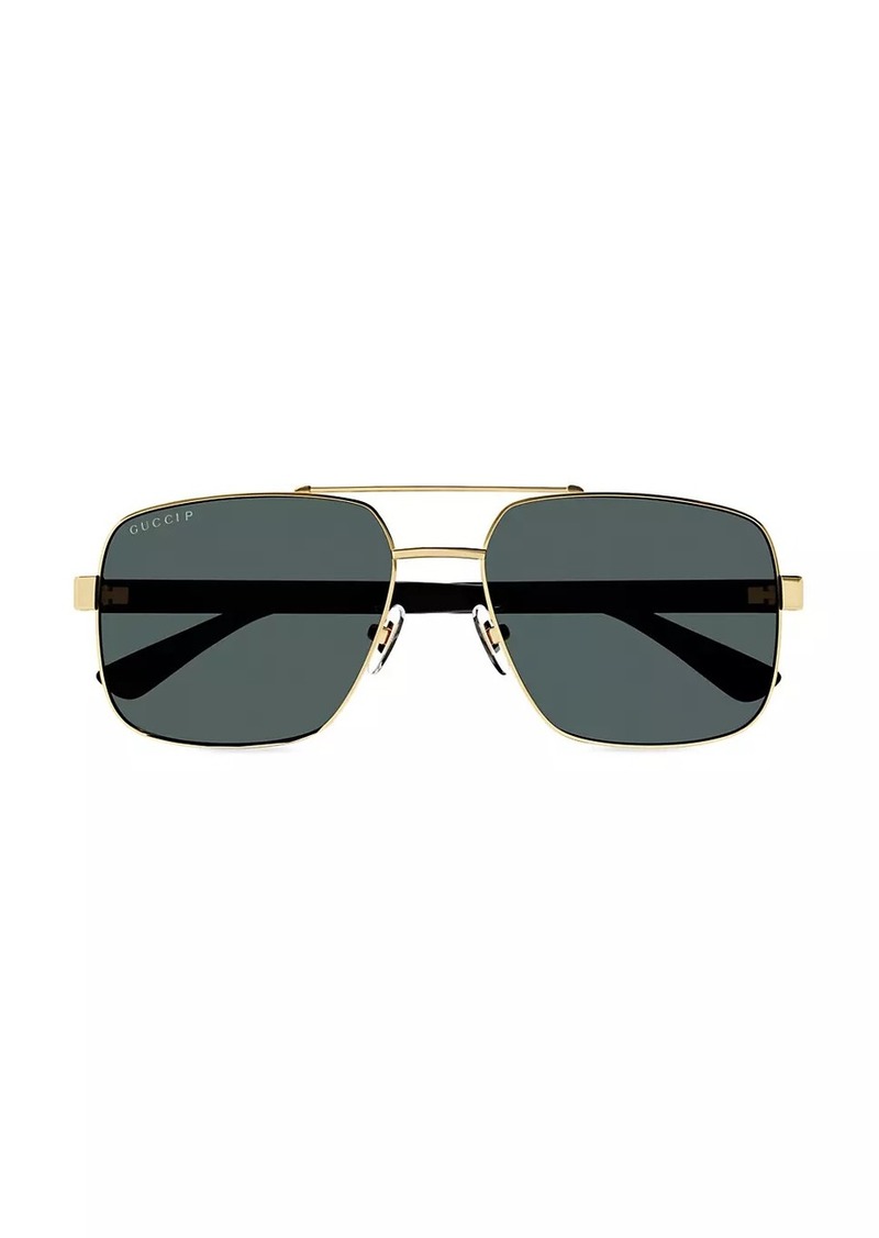 Gucci Web Wirecore Navigator Metal Sunglasses