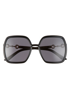 Gucci 55mm Square Sunglasses in Black/Grey at Nordstrom