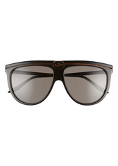 Women's Gucci 61mm Aviator Sunglasses - Black Havana/ Grey