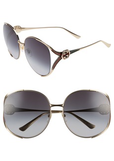 Gucci 63mm Gradient Oversize Open Temple Round Sunglasses in Gold/Red/Grey at Nordstrom