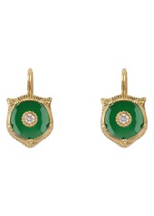 Gucci Le Marche des Merveilles Feline Head Earrings in Yellow Gold/Green Jade at Nordstrom