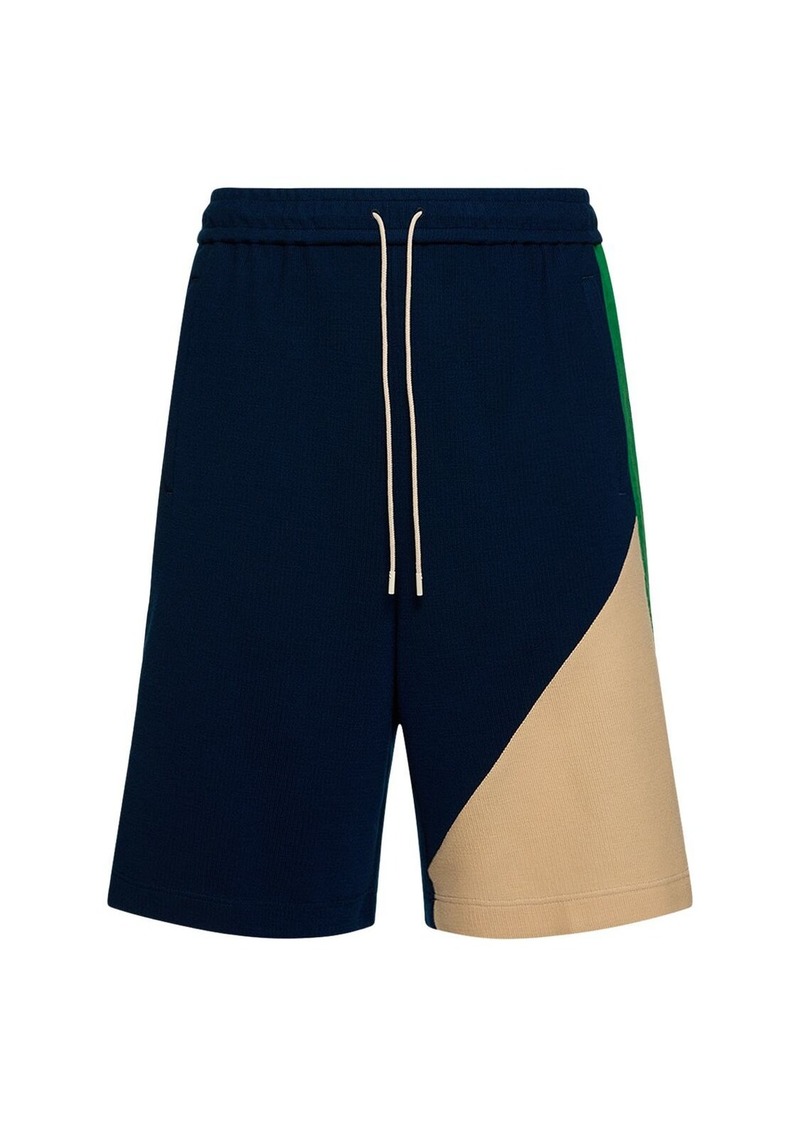 Gucci Wool & Cotton Sweat Shorts W/ Web Detail