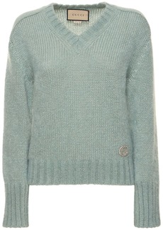 Gucci Wool Blend Mohair Sweater W/ Crystals