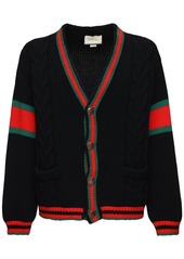 Gucci Wool Knit Cardigan W/ Web Details