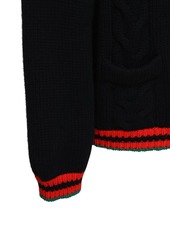 Gucci Wool Knit Cardigan W/ Web Details