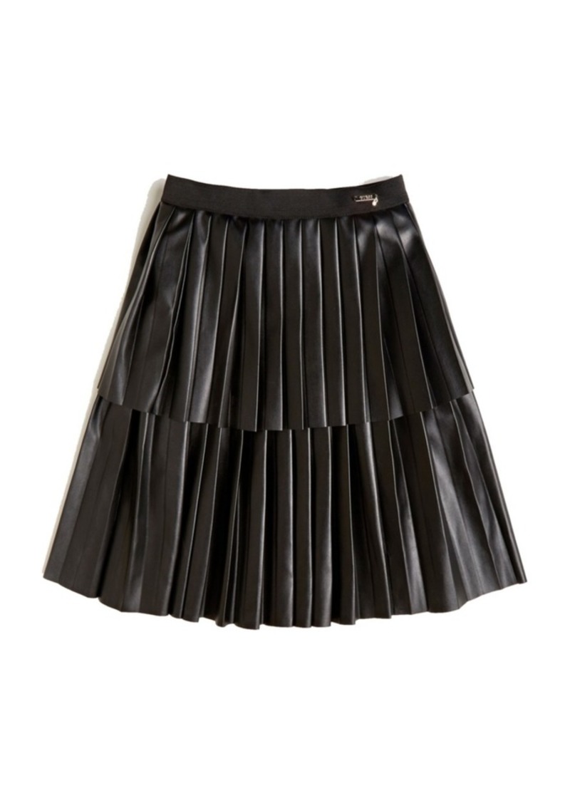 GUESS Big Girl's Faux Leather Layered Pleated Skirt | Skirts