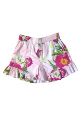GUESS Big Girls Fruity Floral Logo Print Soft Woven Pull on Shorts