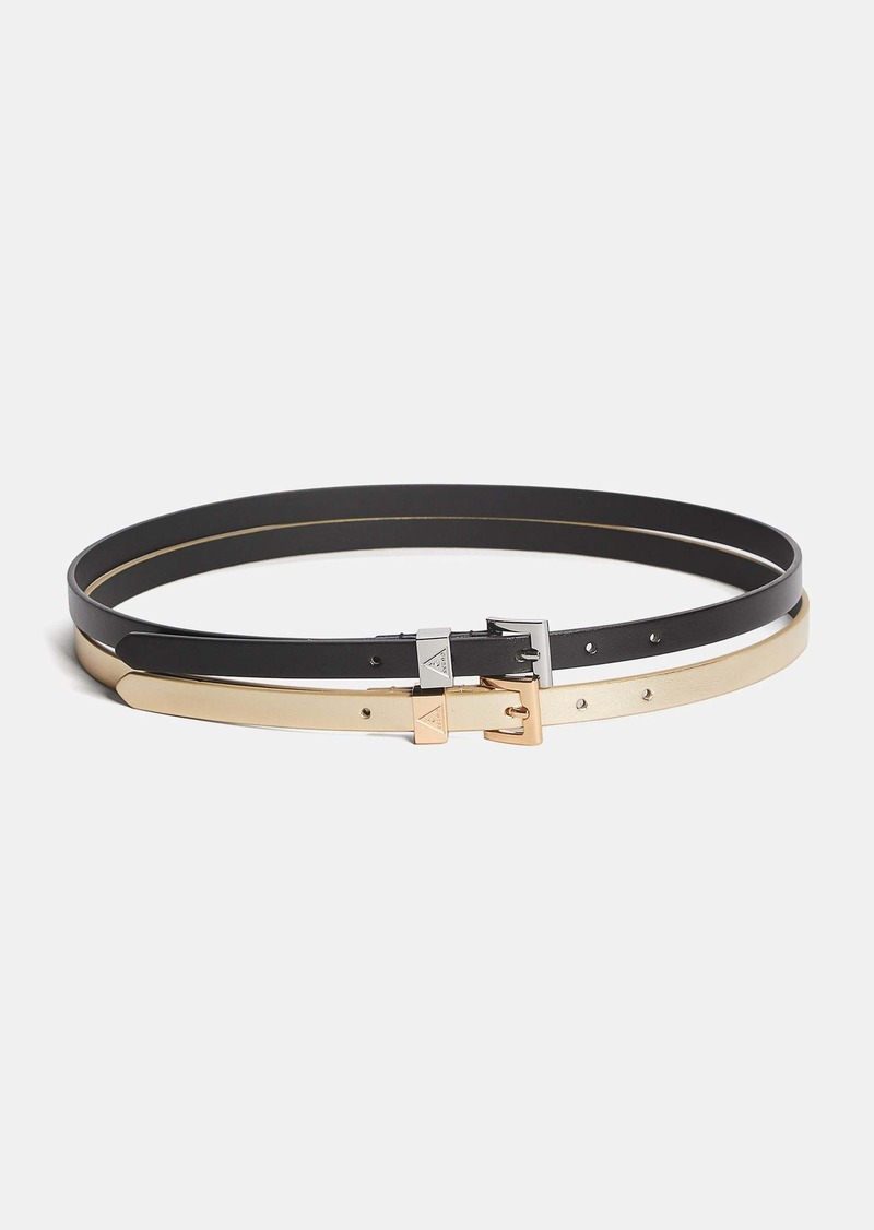 GUESS Black and Gold Skinny Belt Two Pack