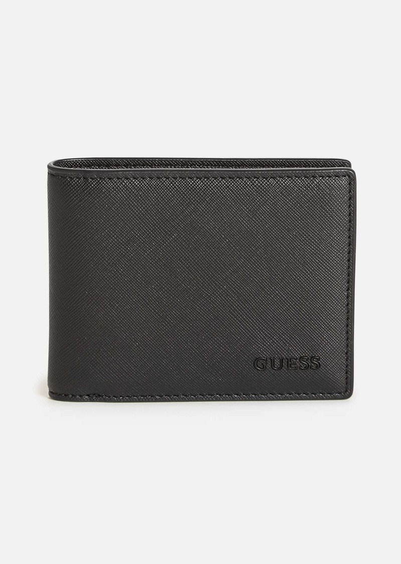 GUESS Crosshatched Faux-Leather Bifold Wallet