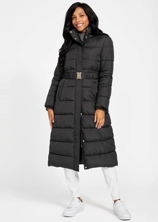 GUESS Crystal Longline Hooded Puffer Jacket